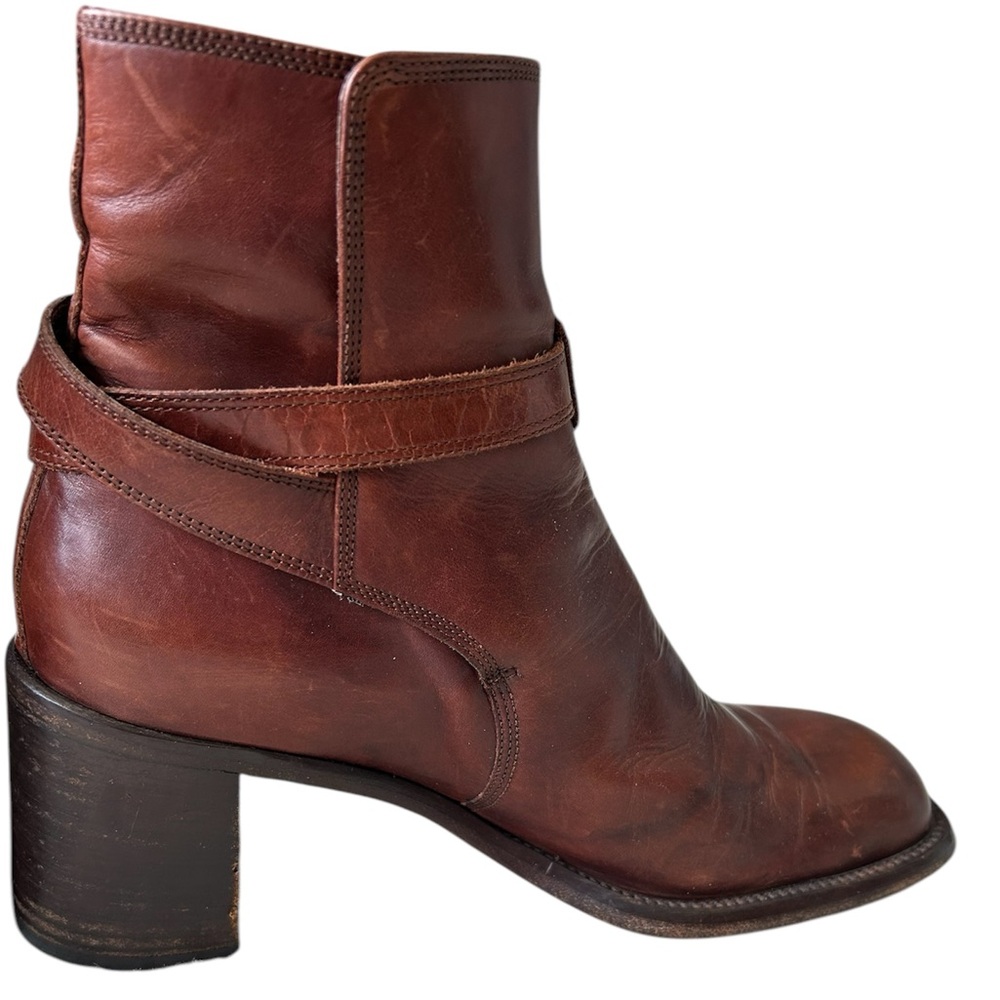 Joan & David Brown Leather Heeled Ankle Boots Italy Buckle Strap EU 40.5 Chelsea - Picture 6 of 14